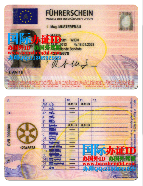 奥地利驾照,Austrian driver's license,Österreichischer Führerschein