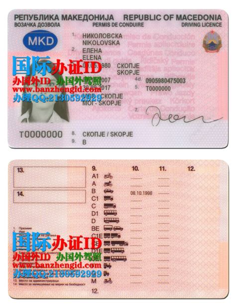 北马其顿驾照,North Macedonia driving license,Возачка дозвола во Северна Македонија