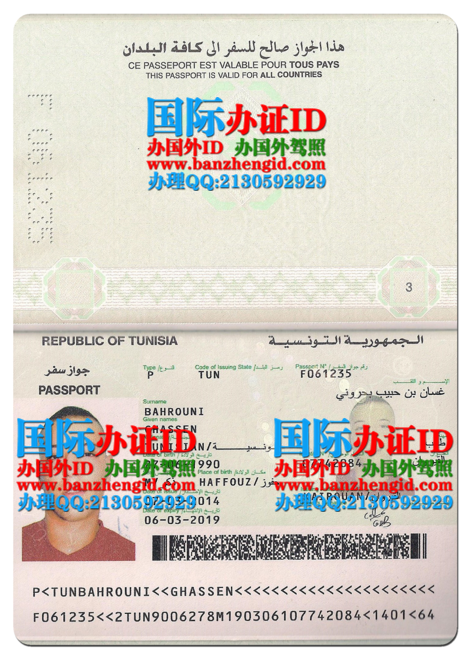 突尼斯护照,Tunisian passport,جواز سفر تونسي